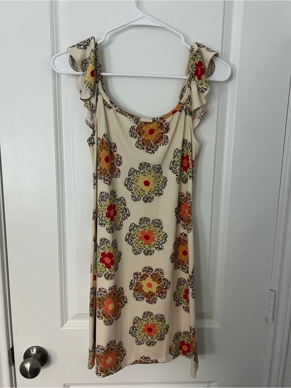 EARTHBOUND Cream Floral Tie-Neck Blouse with Mustard Accents - Picture 2 of 3
